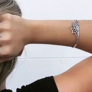 Boho Lotus Blossom Cuff Bracelet